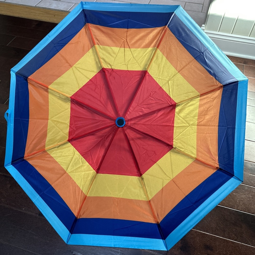 Aldi Gear‎ 2023 Collection Multi-Color Rainbow Automatic Compact Umbrella NWT